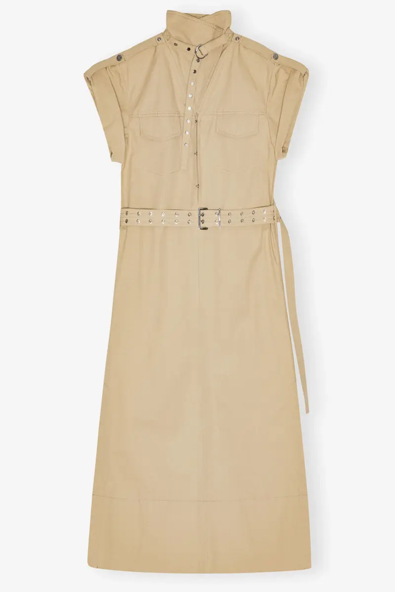Beige Stretch Cotton Dress