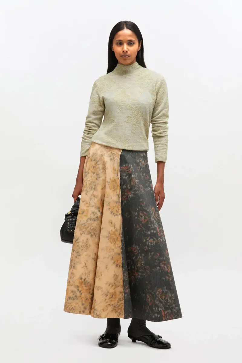 Black and Beige Floral Skirt