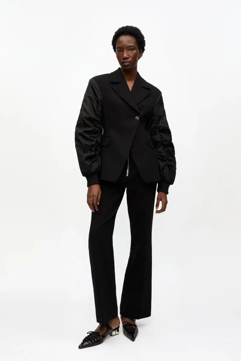 Black Bonded Crepe Mix Jacket