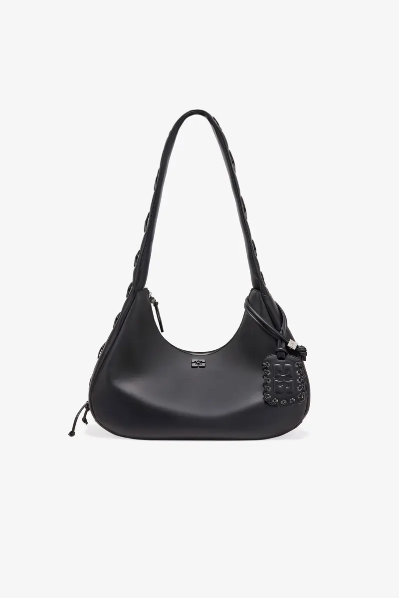 Black Medium Laces Hobo Bag
