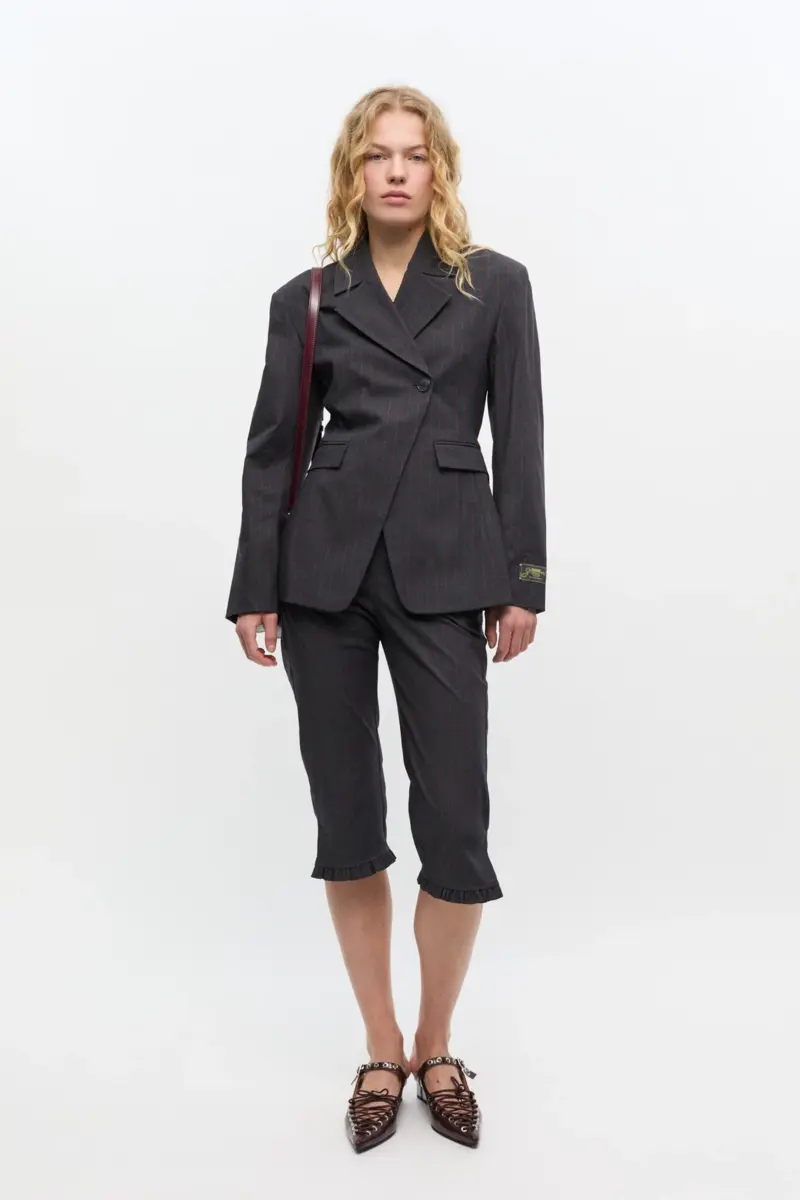 Black Pinstripe Capri Trousers