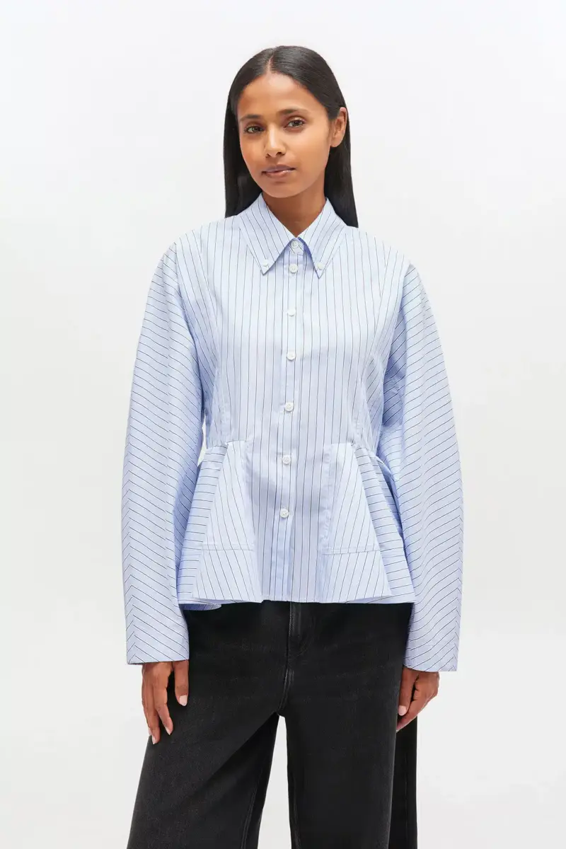 Blue Stripe Peplum Shirt