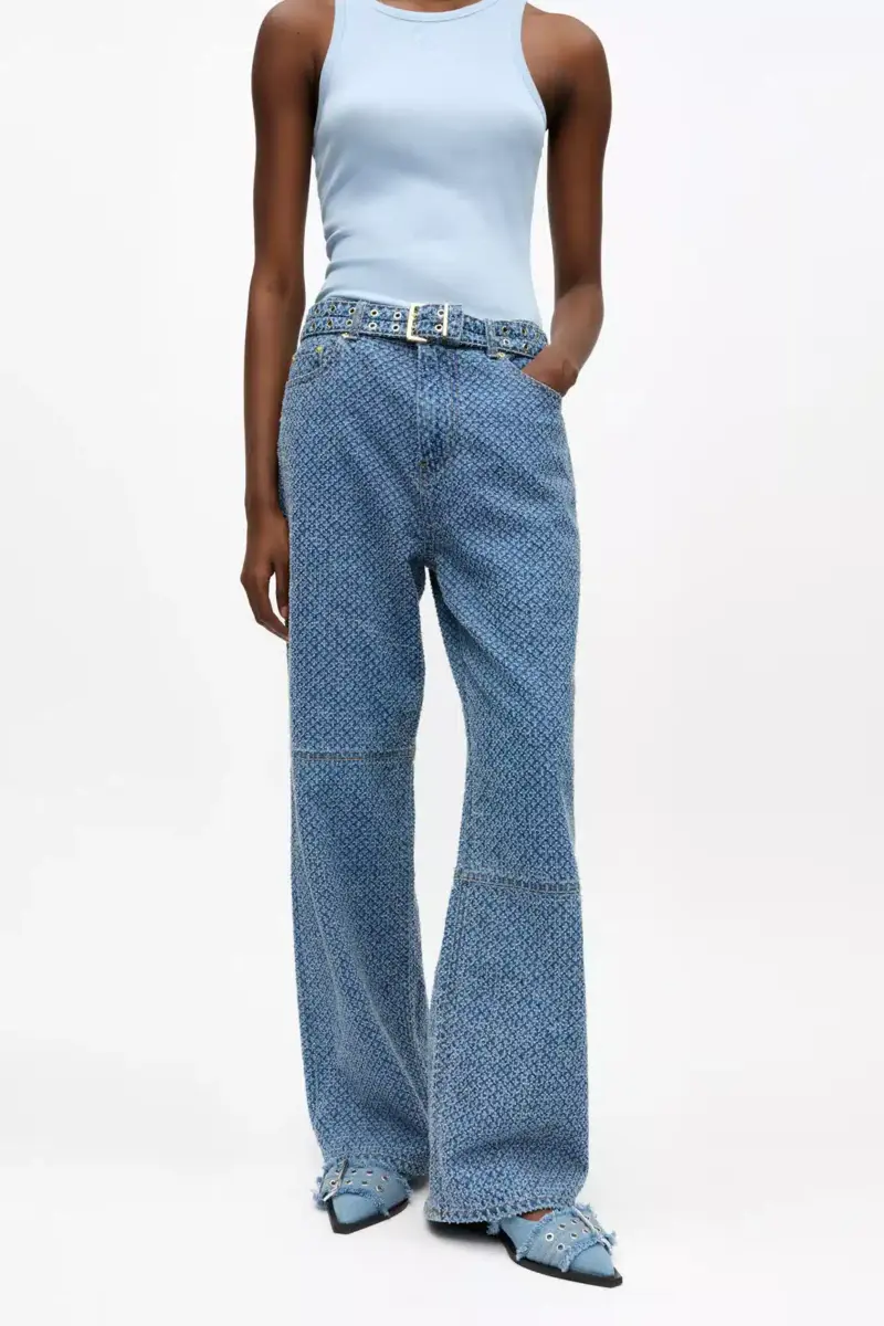 Blue Textured Izey Jeans