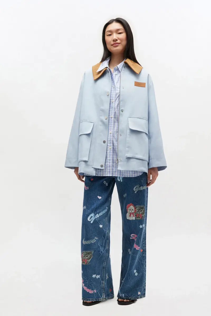 Blue Twill Midi Jacket