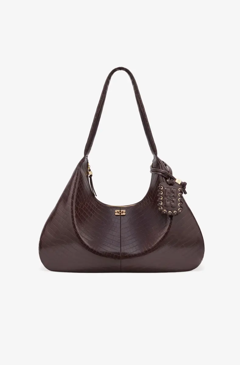 Brown Croco XXL Hobo Bag