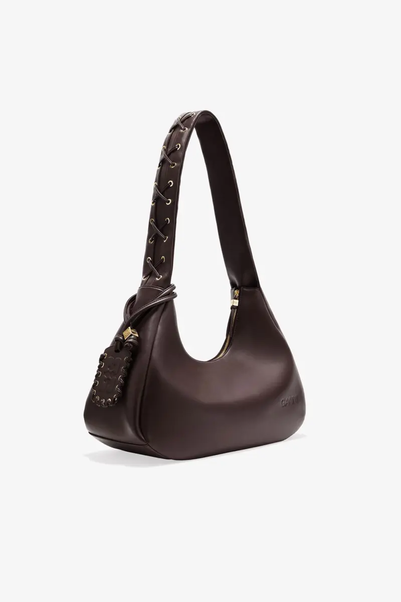 Brown Medium Laces Hobo Bag