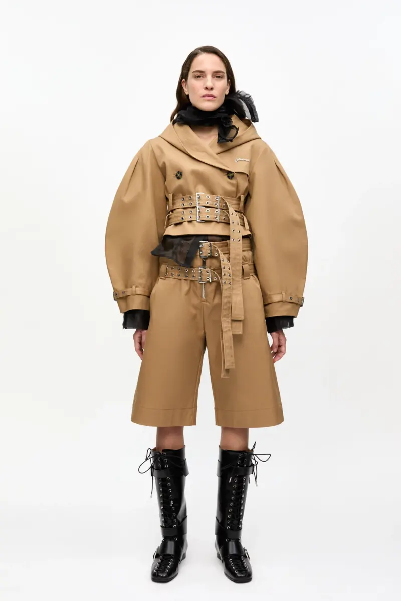 Camel Bonded Cotton Belt Shorts