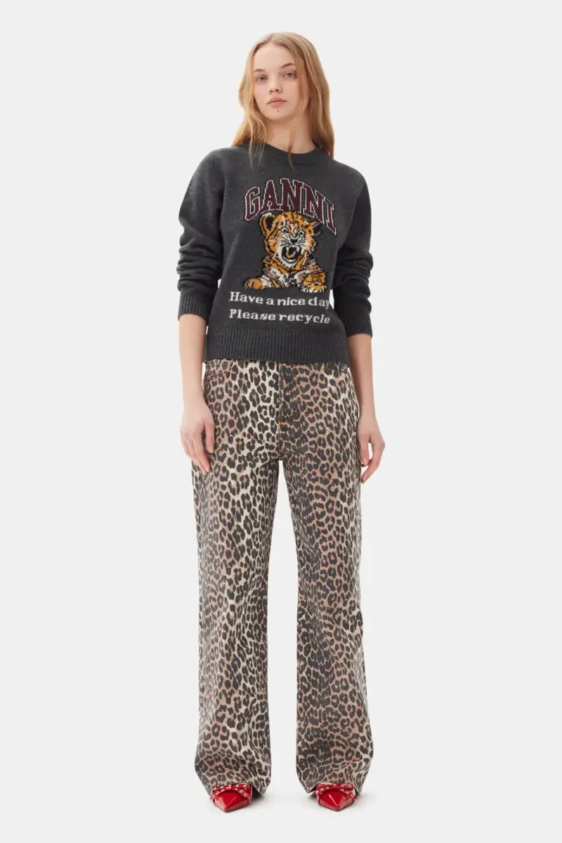 Dark Grey Graphic Tiger Jumper