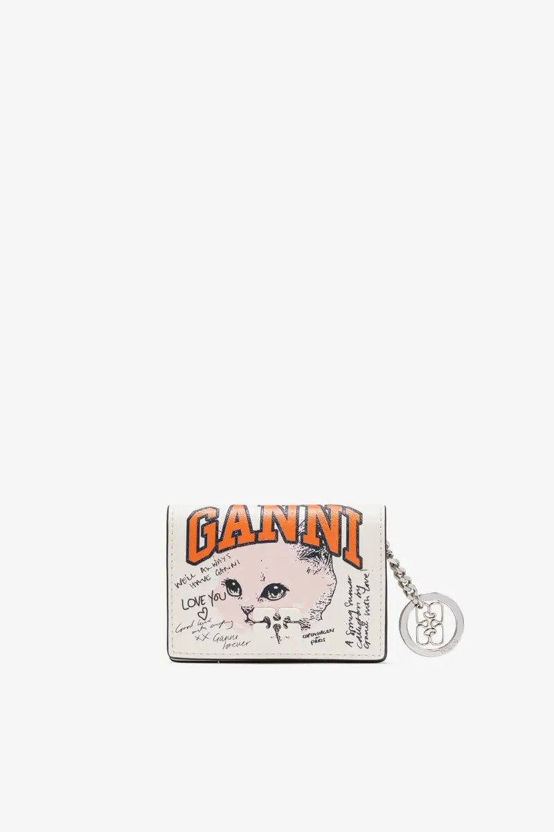 GANNI Card Holder With Flap and Cat