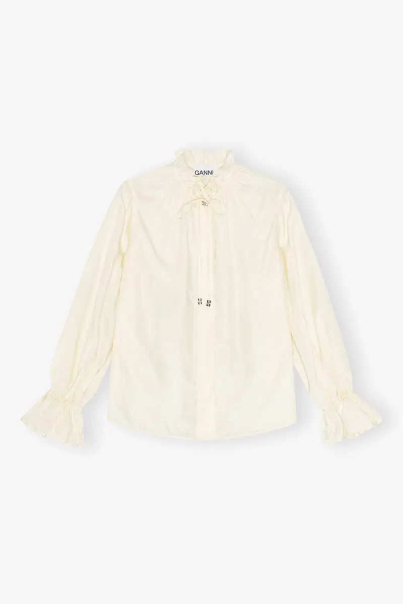 Ivory Fluid Cupro Tie Shirt