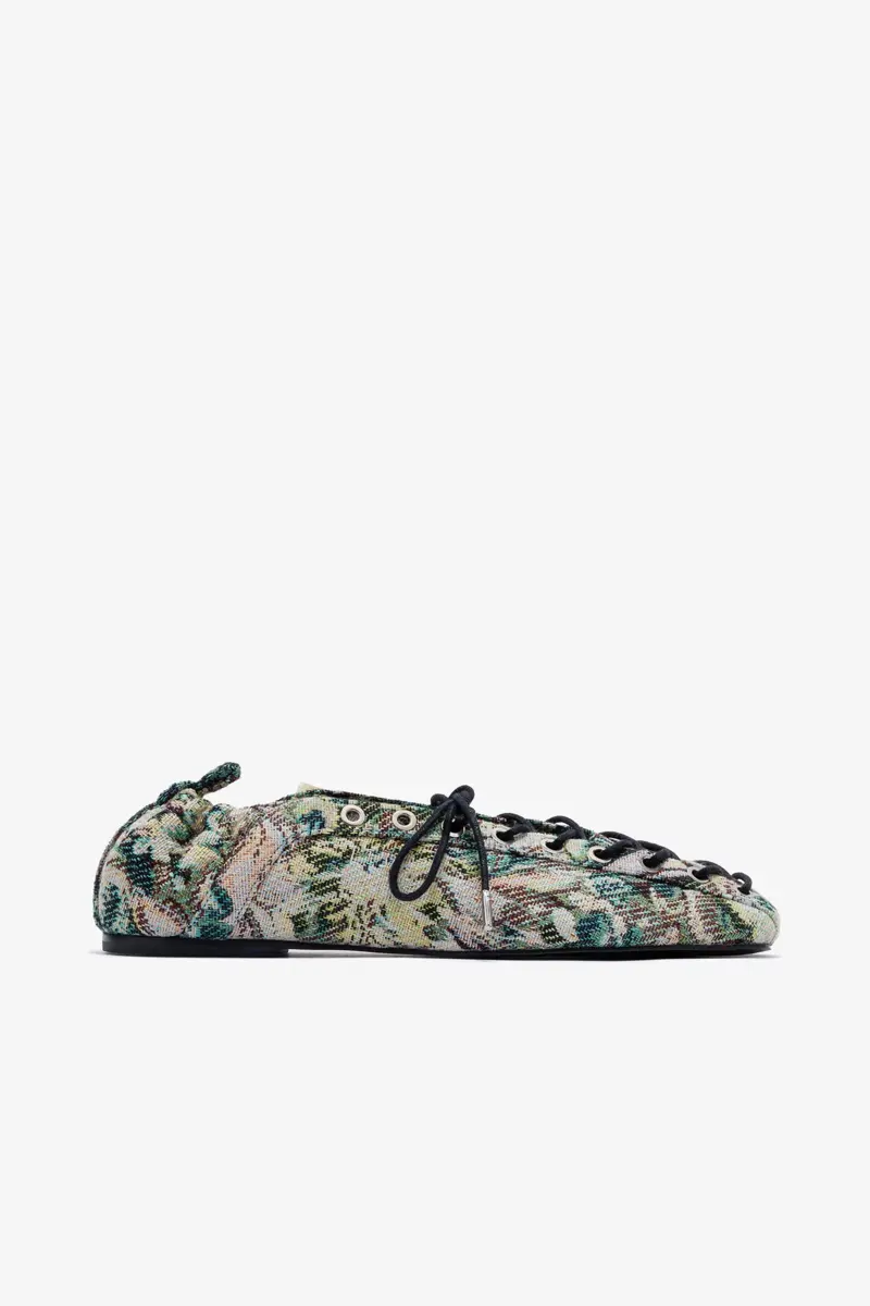 Lace-Up Ballerinas in Tapestry