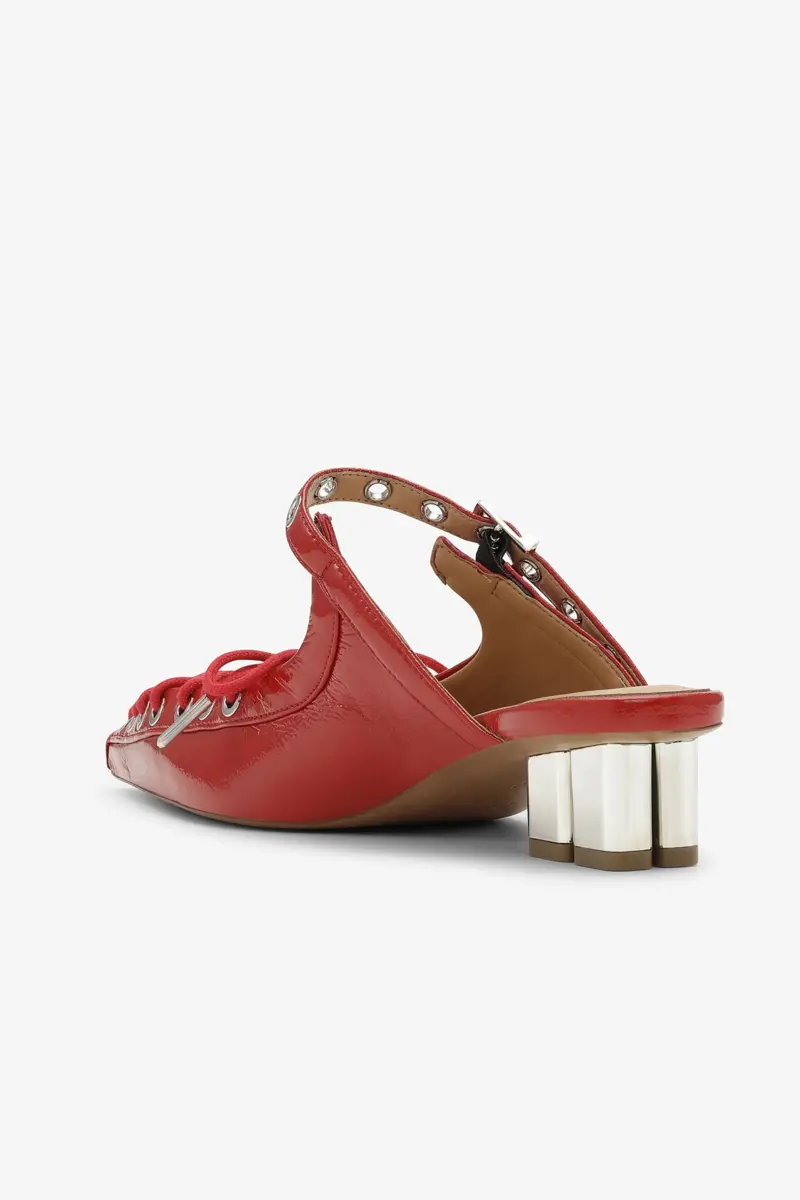 Lace-Up Mules in Red