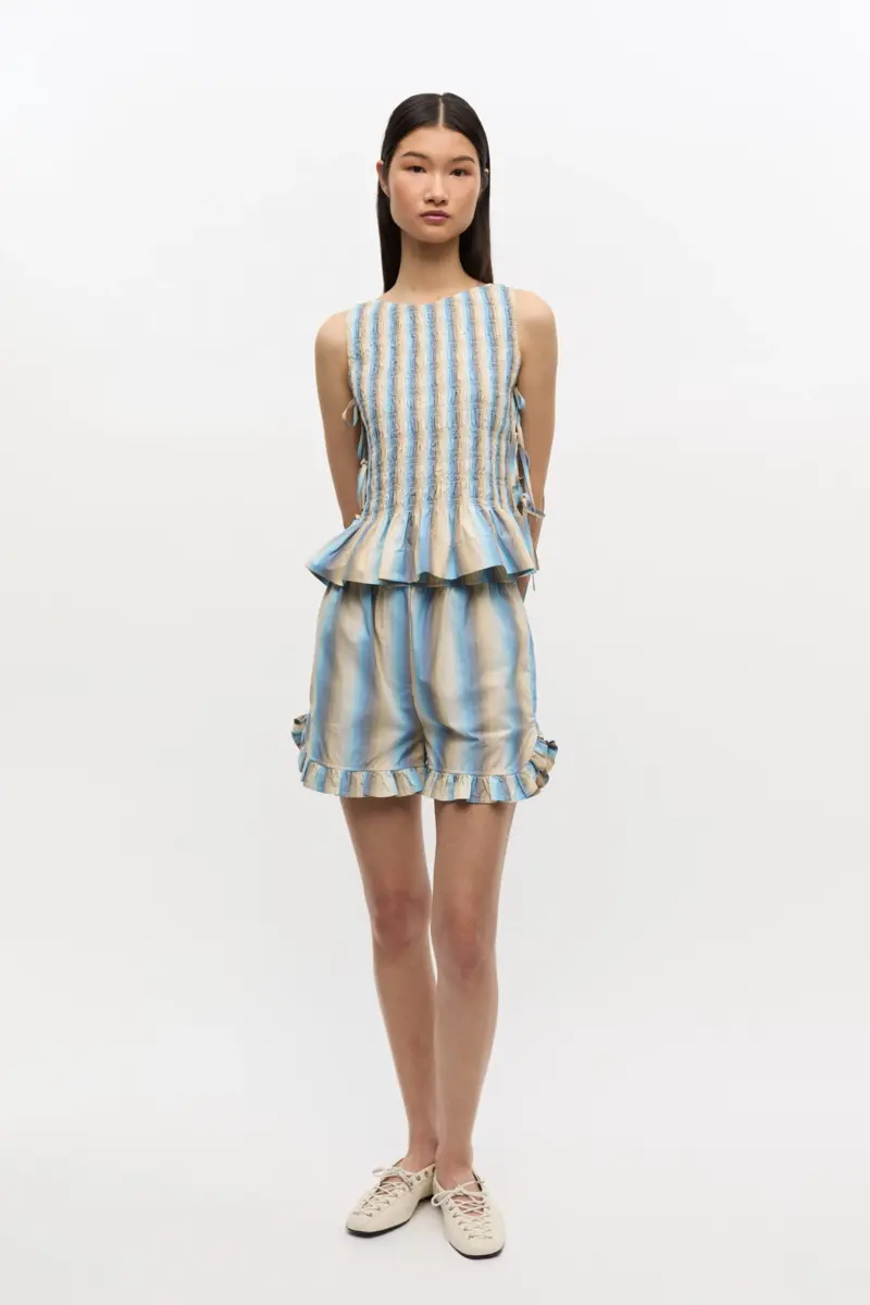 Ombre Striped Smock Tie Top