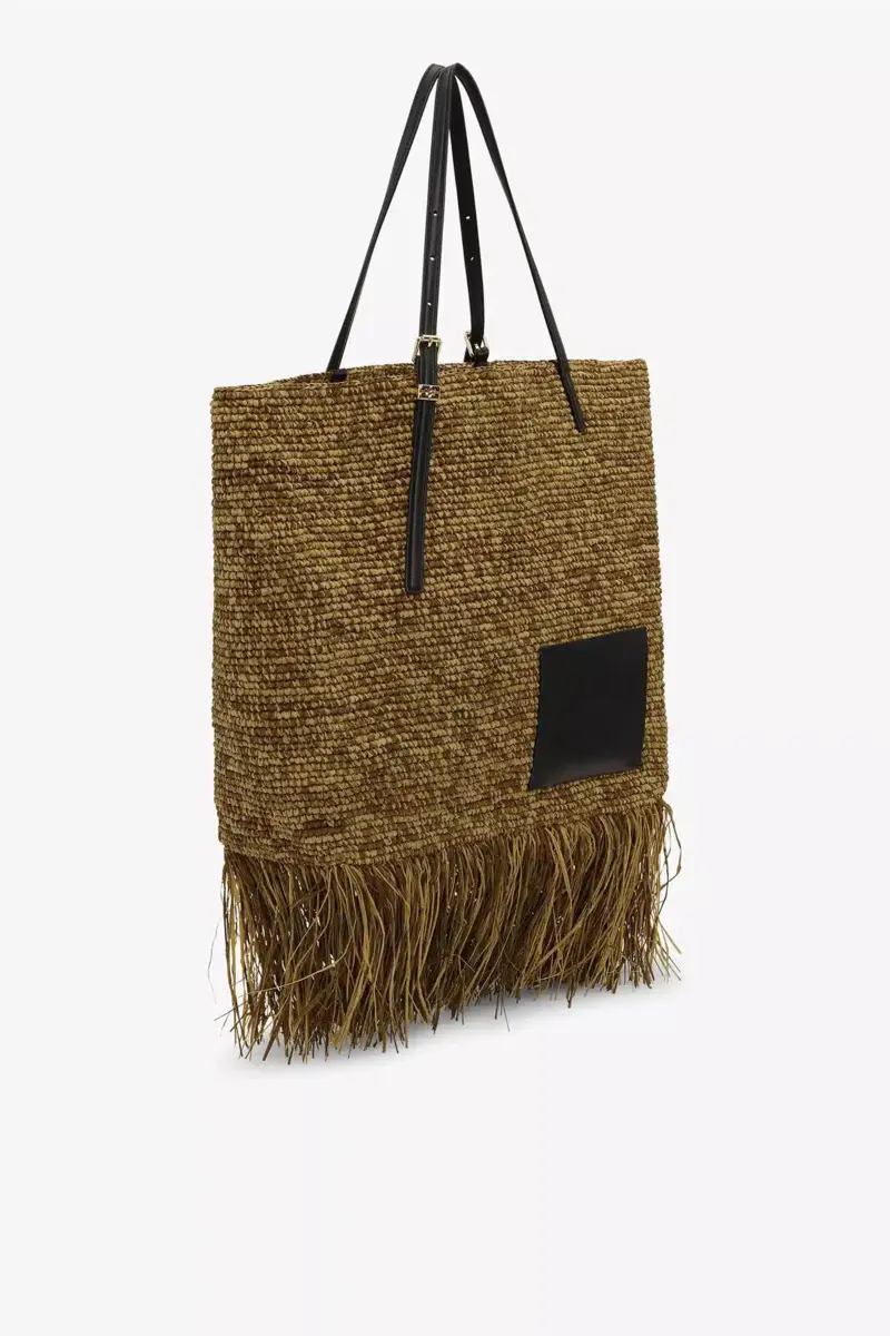 Raffia Tote Fringes Bag