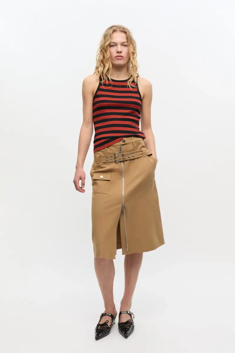 Red Striped Soft Cotton Rib Tank Top