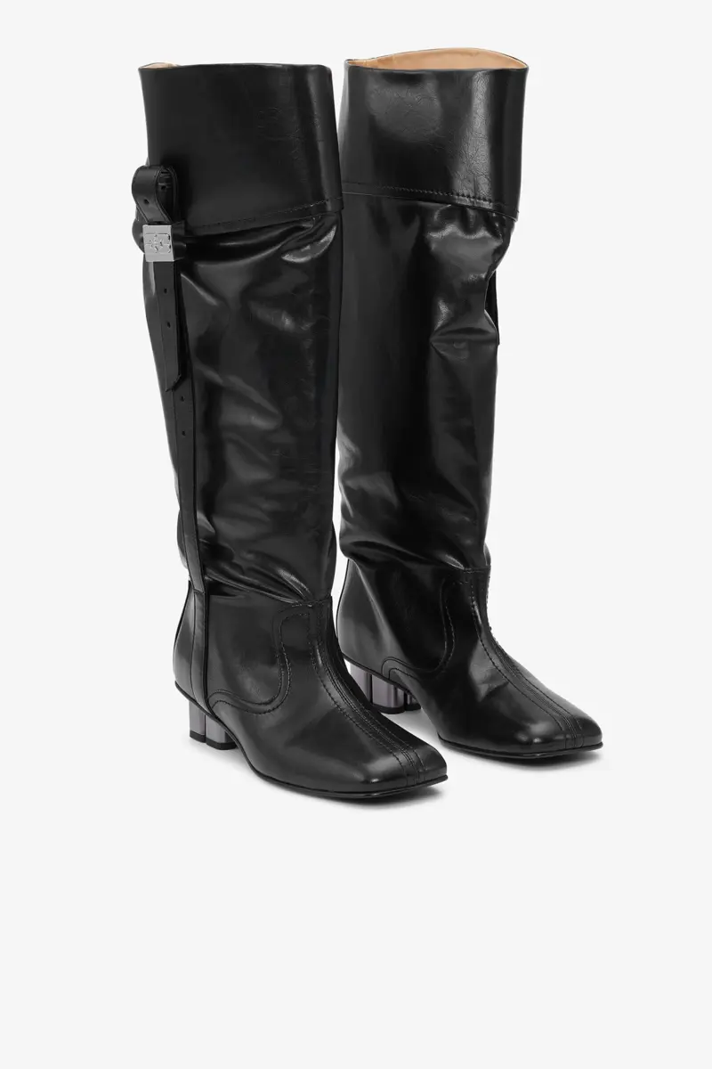 Slouchy Knee Boots in Black