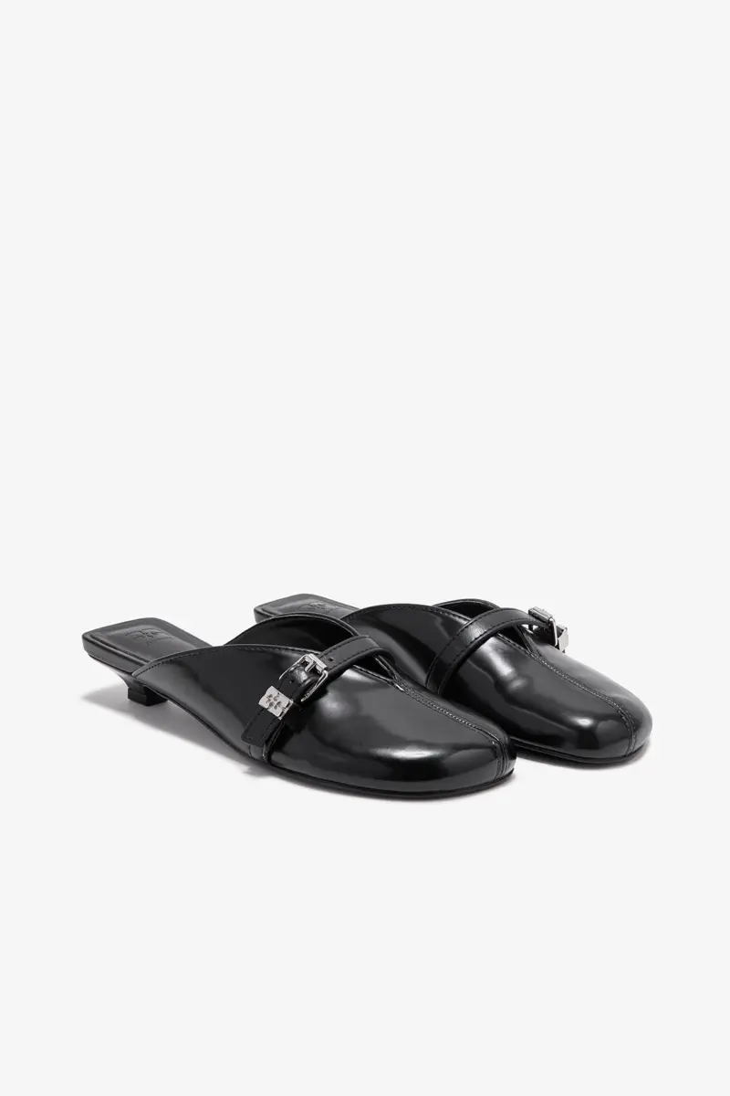 Sue Kitten Heel Mules in Black