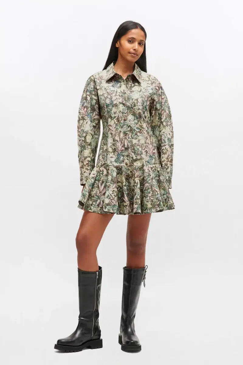 Tapestry Floral Shirt Dress