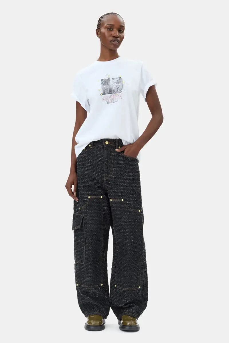 white basic jersey kittens relaxed t shirt 2 - White Basic Jersey Kittens Relaxed T-shirt