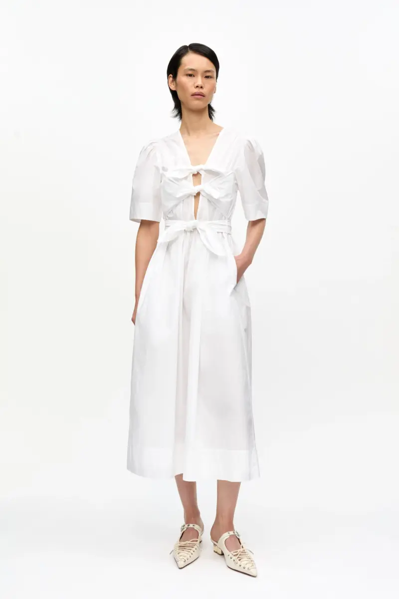 White Stretch Cotton Dress