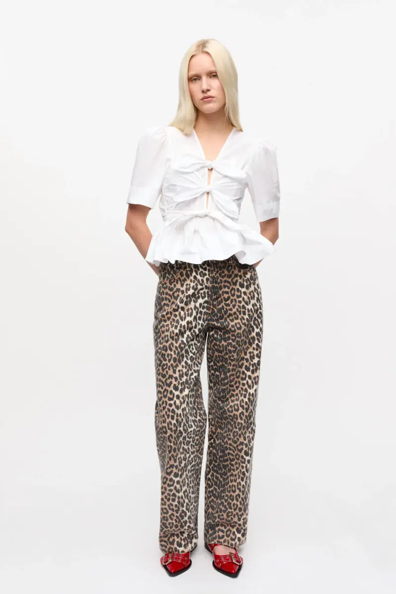 White Washed Stretch Cotton Tie Strap Blouse