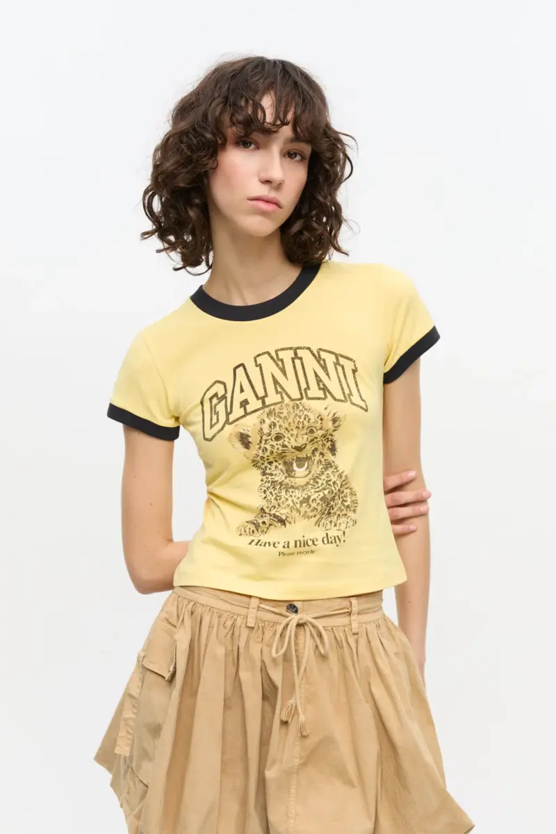 Yellow Cropped Leopard T-shirt